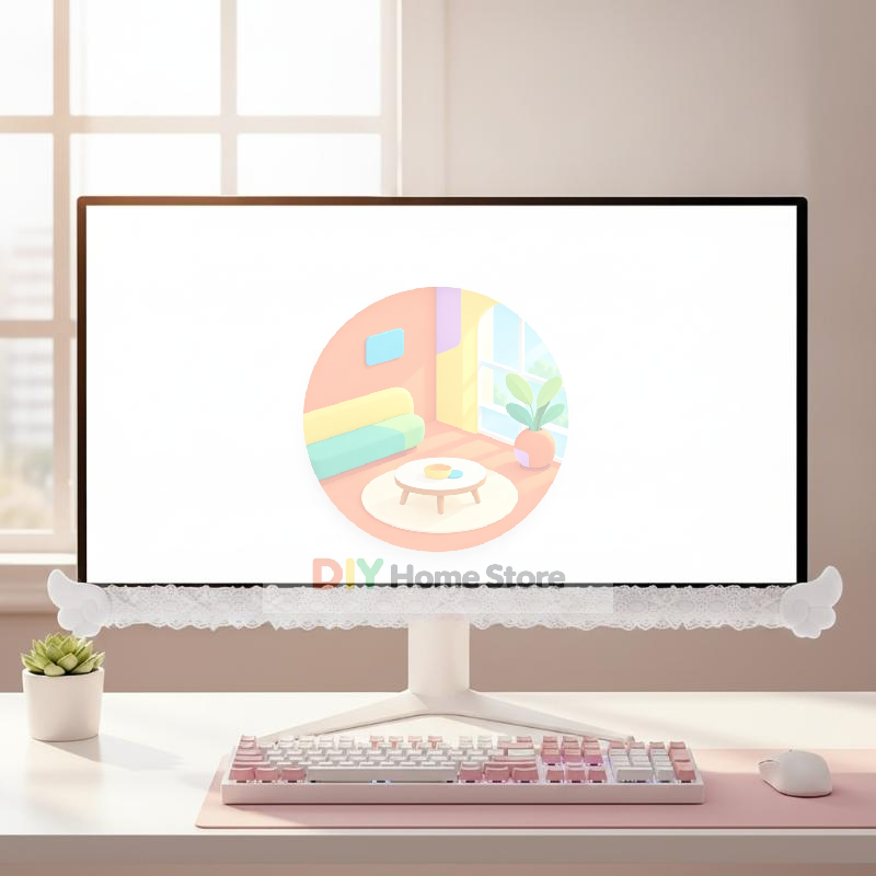 Setup Desk Monitor - Renkli Dantel Monitör Kenar Süsü, Peluş